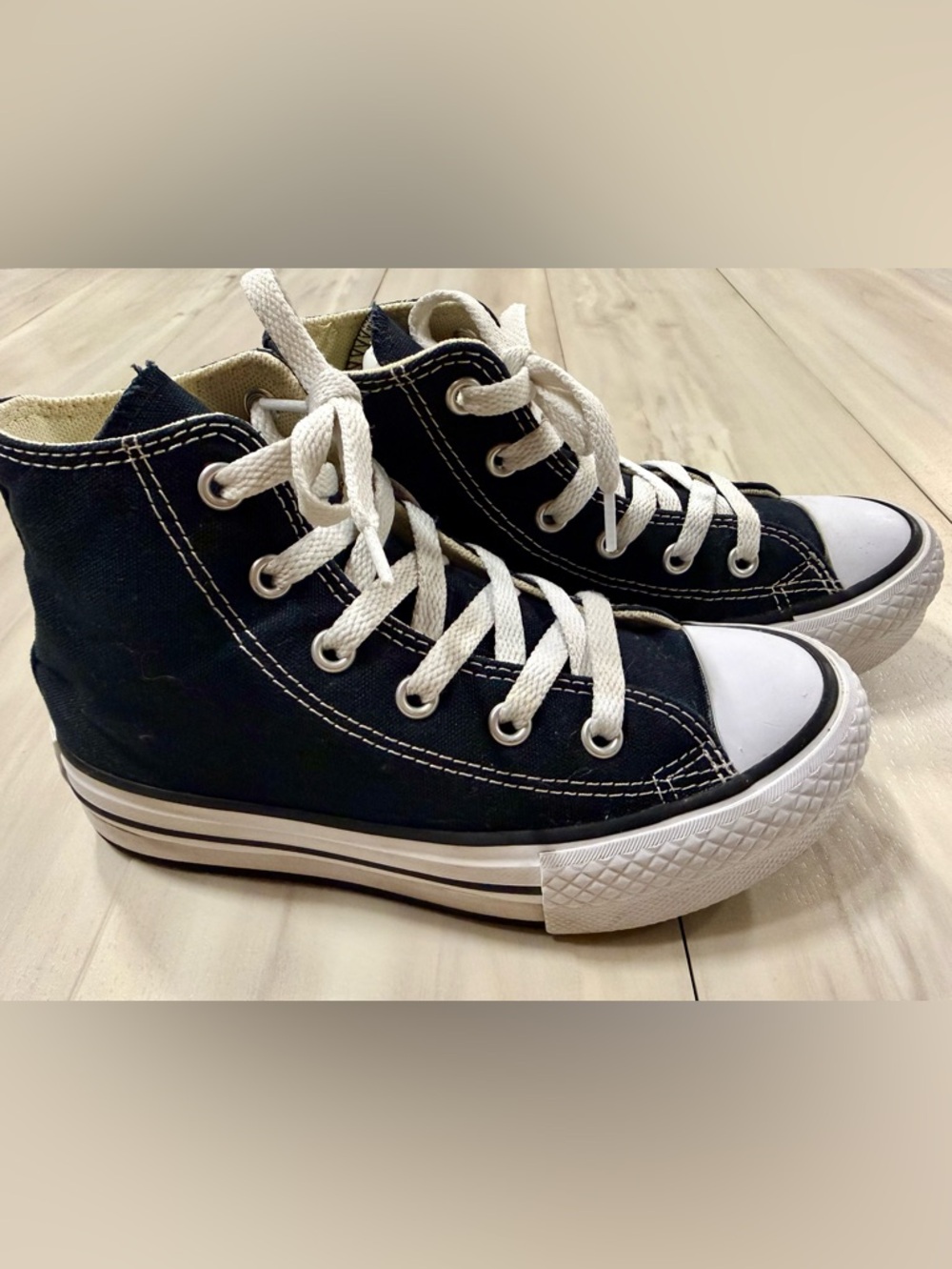 Youth Converse High Top Sneakers - Black & White